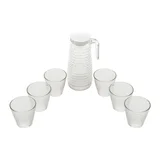 Jogo 7 Pçs Jarra 1100ml com 6 Copos de vidro 250ml Colmeia