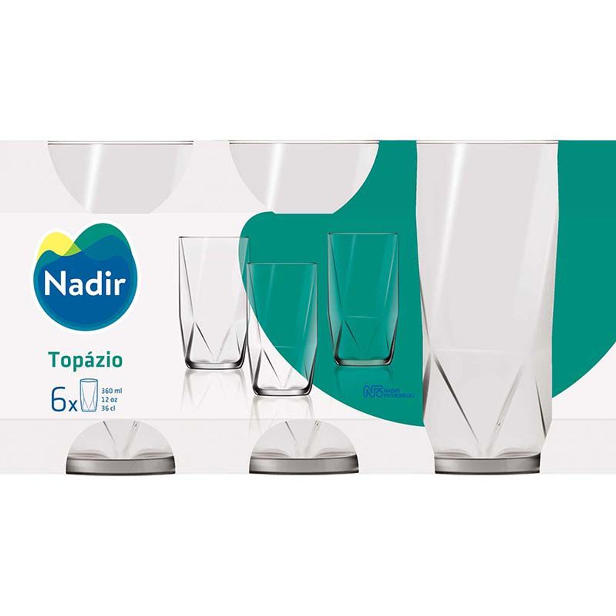 Jogo 6 Copos Topázio Cristalino 360ml Nadir, marca Nadir - Foto 2