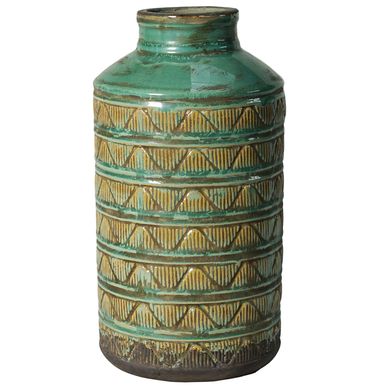 Vaso Cermico Flor Antigo Verde 20x35cm Homy