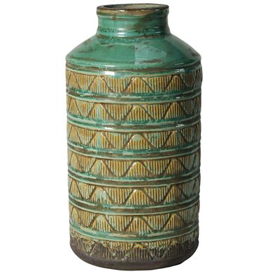 Vaso Cer Flor Antigo Verde 16X30Cm
