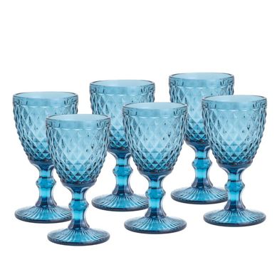 Conjunto com 6 Taas para gua de Vidro Bico de Abacaxi Azul 325Ml
