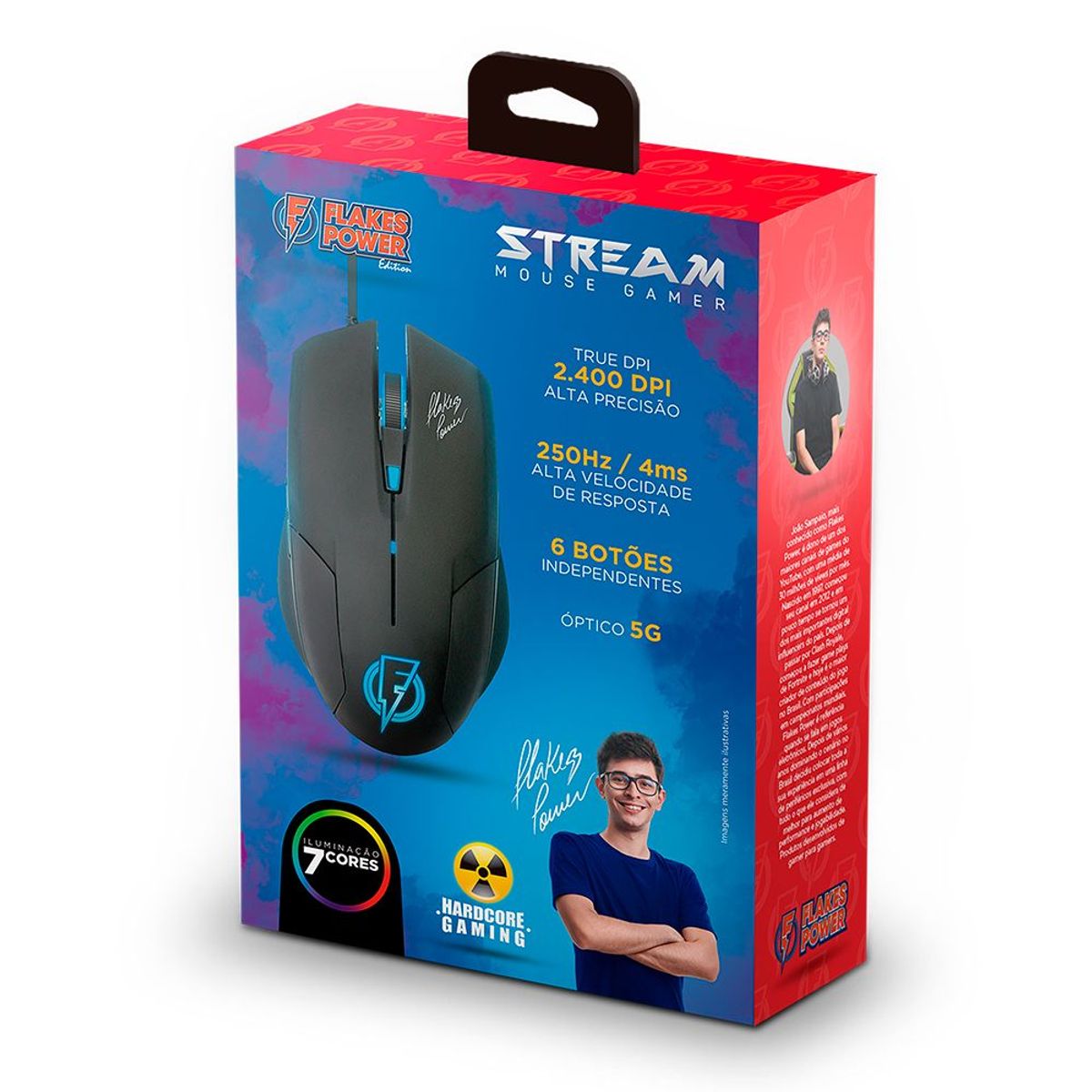 Mouse Gamer Flakes Power Air 2400 Dpi, marca Elg - Foto 2