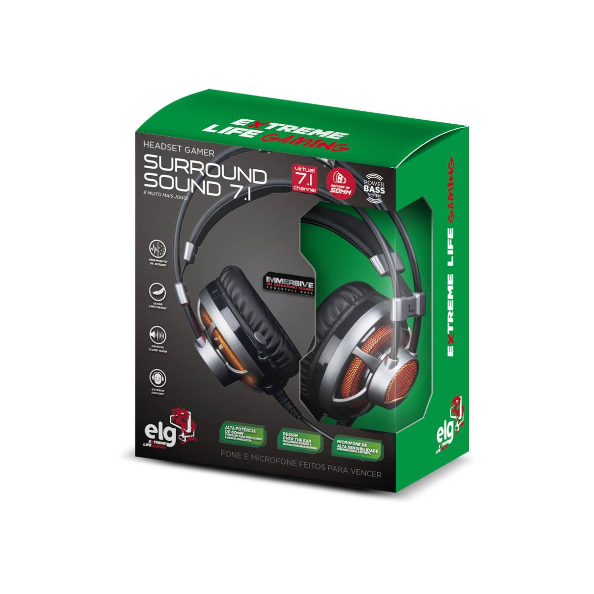 Fone Headset Gamer 7.1 Surroud Channel com Microfone Elg, marca Elg - Foto 2