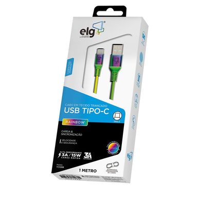Cabo Usb Tipo-C Rainbow Rec E Sinc 1M