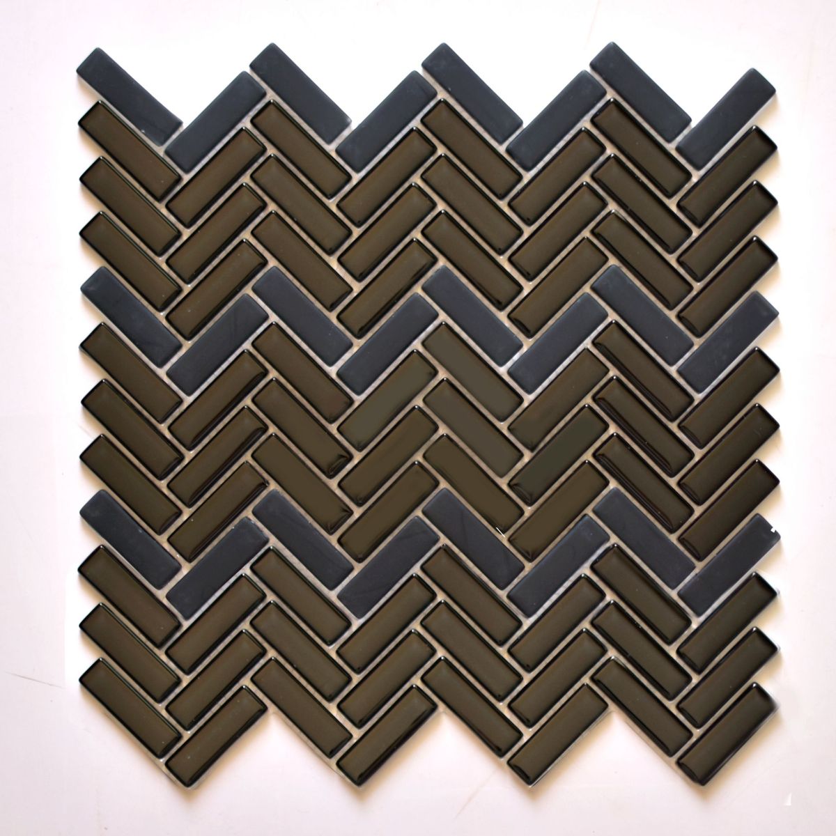 Pastilha de Vidro Chevron Mini Preto 30x32cm Glassline, marca Glassline - Foto Principal
