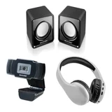 Kit com 1 Headphone Multilaser Bluetooth + 1 Webcam Office HD + 1 Caixa de Som Multilaser
