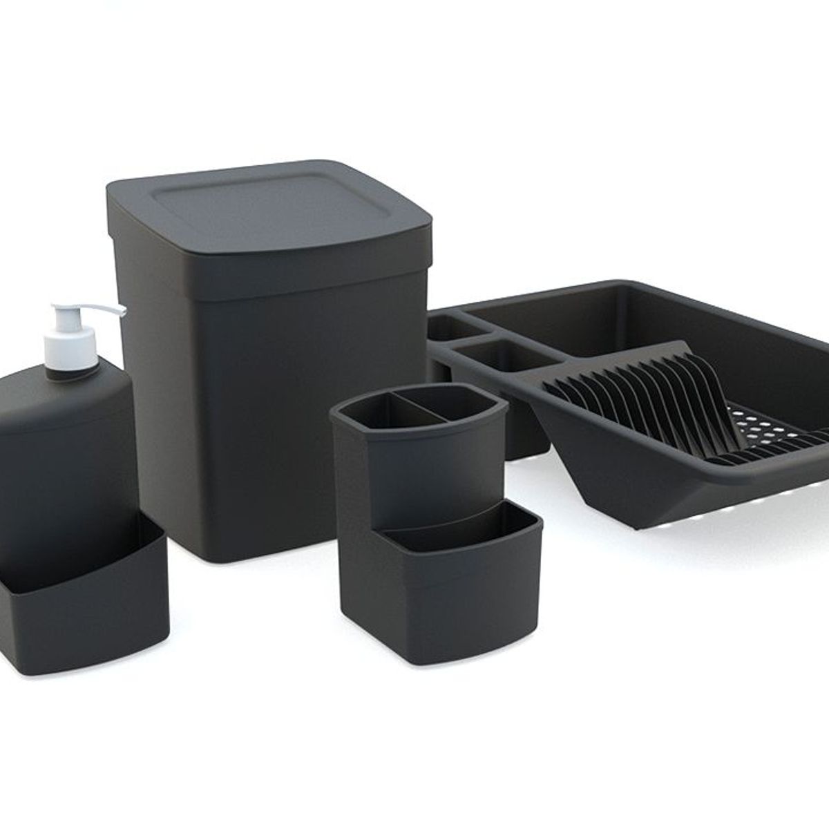 Kit Organize Sua Pia Full 4 Pcs Preto, marca Utility - Foto Principal