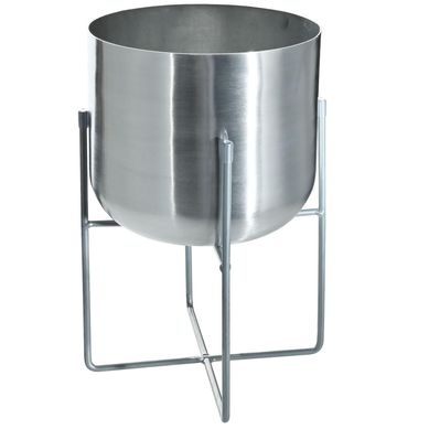 Vaso Metal com Pes 18X31cm Prata Just Home Collection