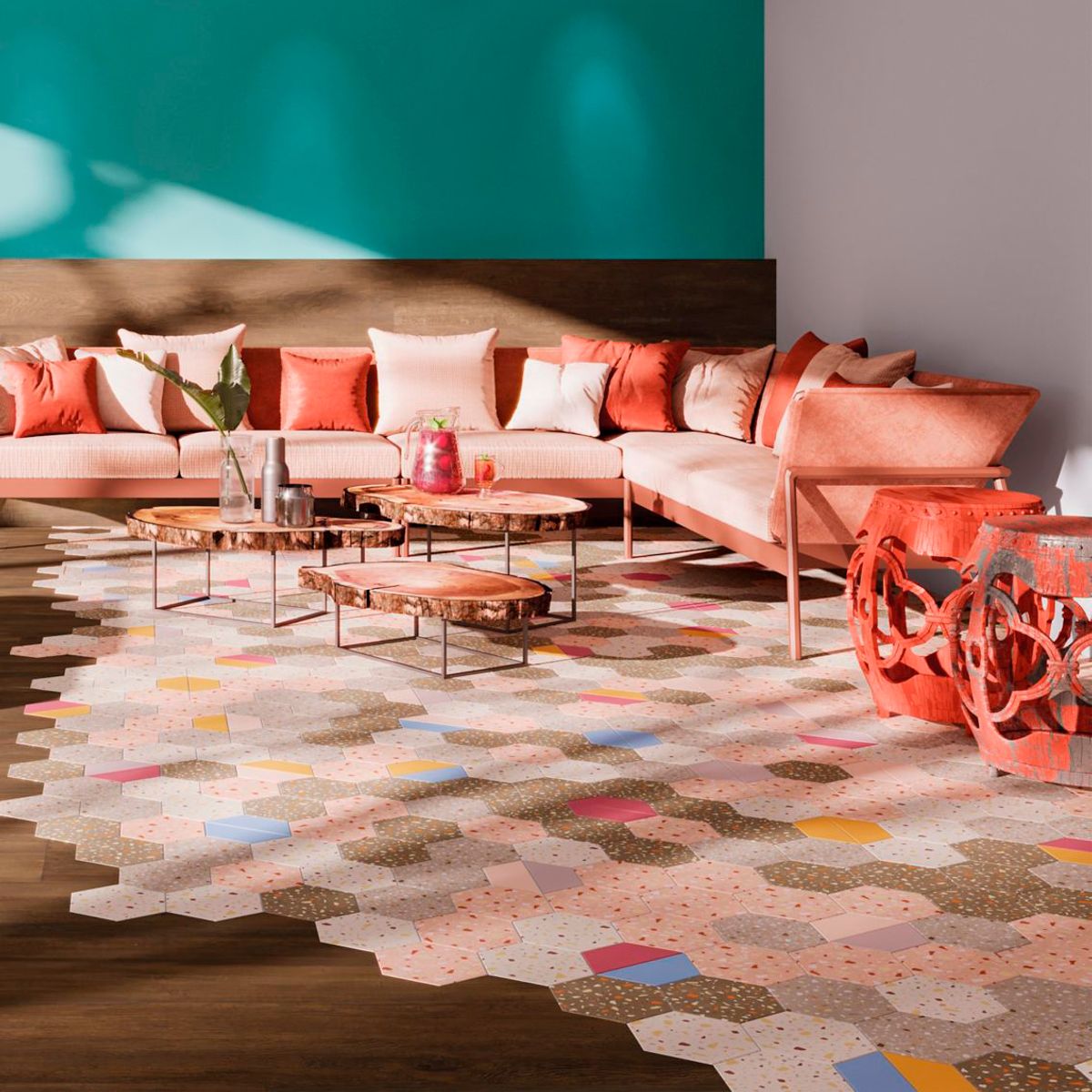Porcelanato Confete Hexa Gr Mix Natural Pe 17,44x17,44cm, marca Ceusa - Foto Principal