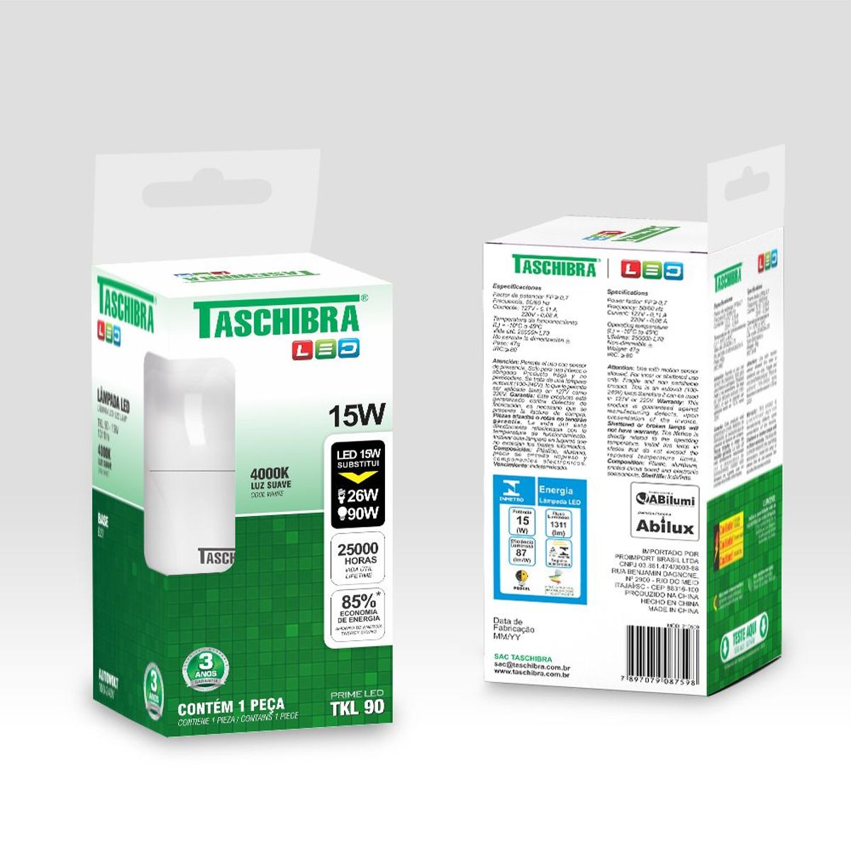 Lâmpada Led TKL 90 15W E27 4000K Taschibra, marca Taschibra - Foto 2