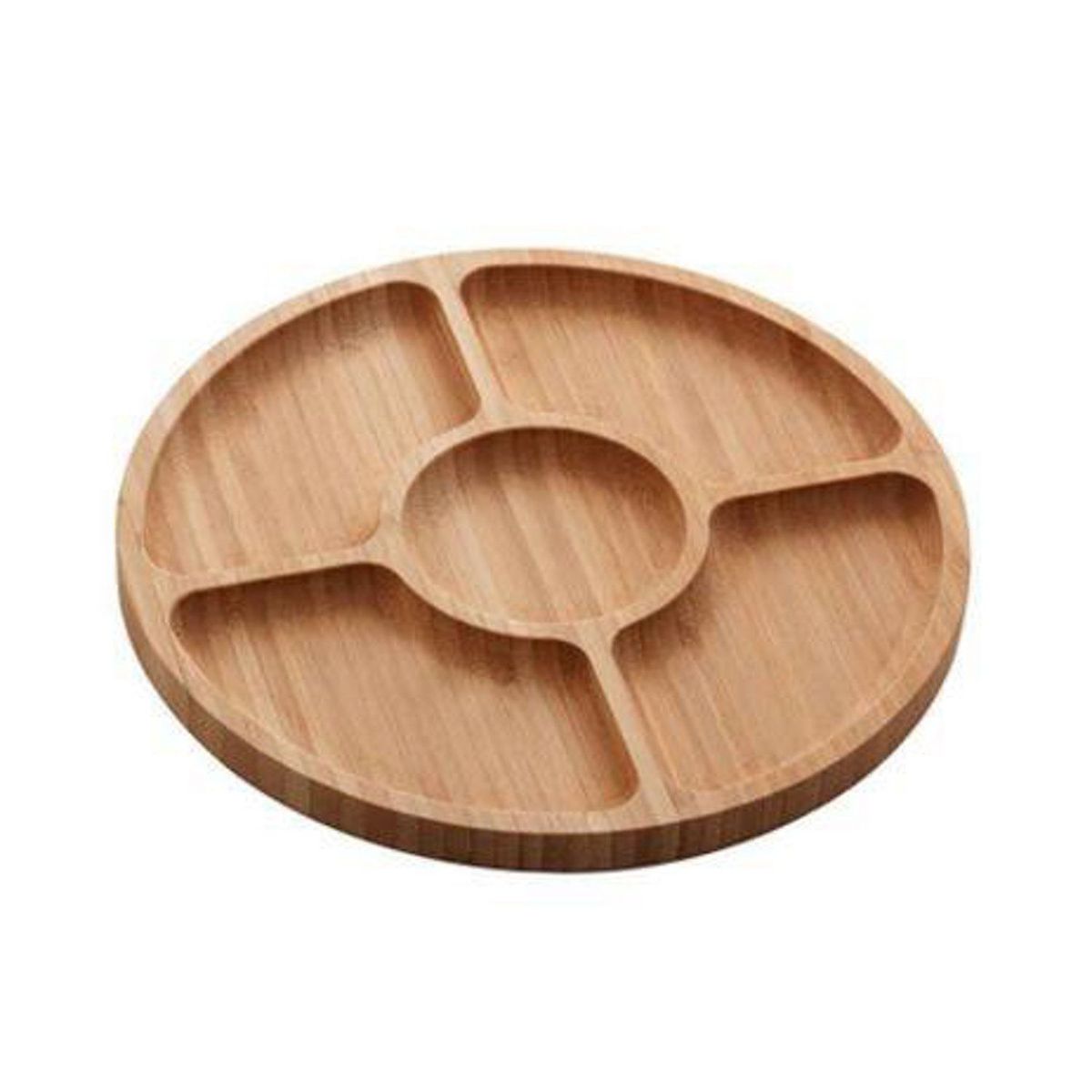 Petisqueira com 5 Divisórias Bambu 25x25x1,6cm Lyor, marca Lyor - Foto Principal