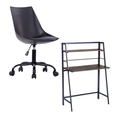 Kit com 1 Escrivaninha Quintin + 1 Cadeira de Escritorio Moorish Preto Just Home Collection