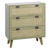 Comoda Madeira Rattan 3 Gavetas
