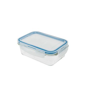 Pote de Vidro Retangular de 570Ml Com Tampa Transparente - Oikos