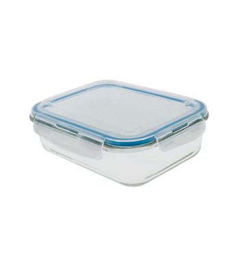 Pote de Vidro Retangular de 1520Ml Com Tampa Transparente - Oikos