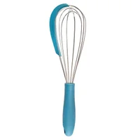 Batedor de Ovos Com Raspador de Silicone e Metal 6,5cmx7,5cmx30,5cm Azul Oikos