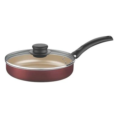 Frigideira Reta Alumnio 22cm com Tampa Turim Vermelho Tramontina
