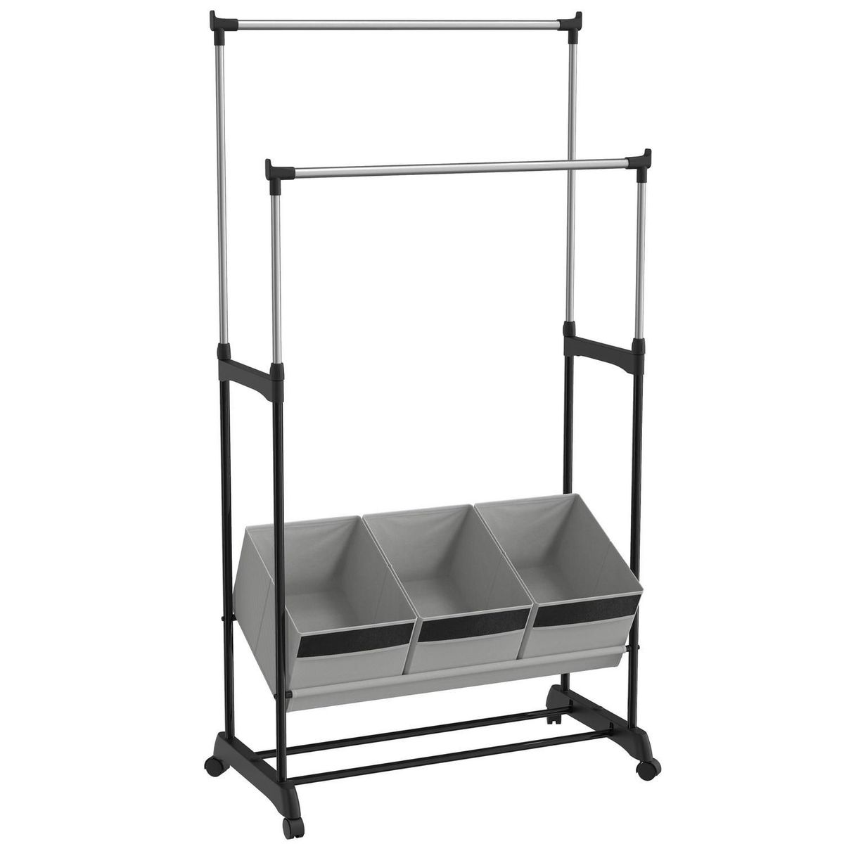 Just Home Collection - Arara de Roupa com 3 Caixas Organizadoras Tecido Just Home Collection