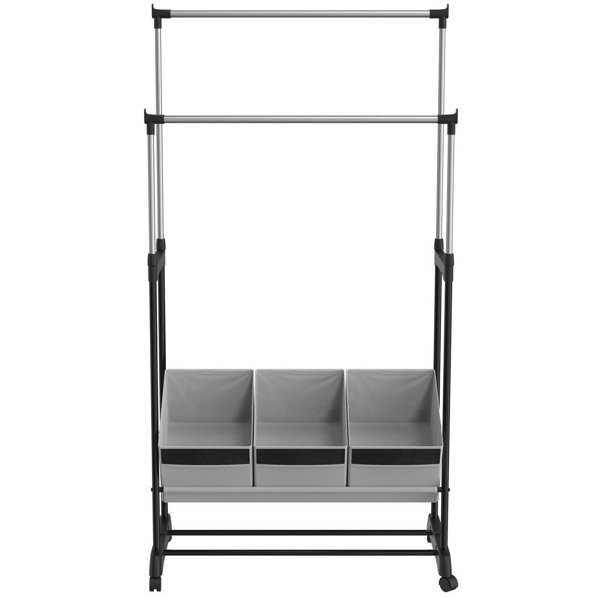 Just Home Collection - Arara de Roupa com 3 Caixas Organizadoras Tecido Just Home Collection