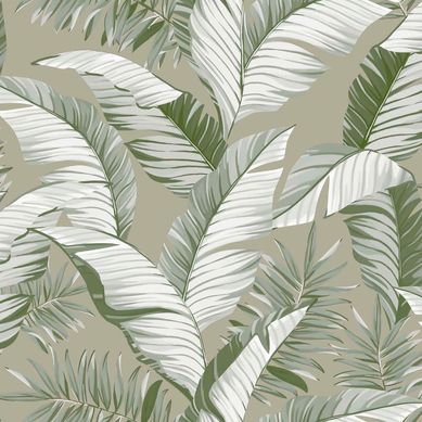Papel de Parede Folhagens Verde e Bege Revex