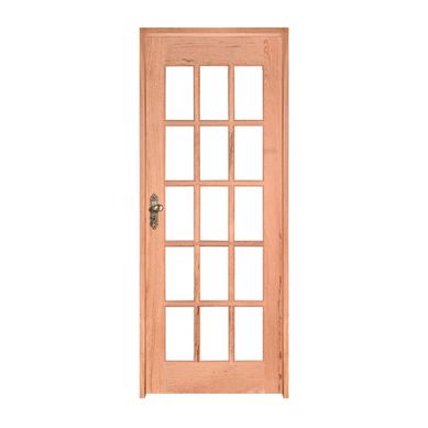 Porta Montada de Giro Madeira Macica Eucalipto Natural Esquerda 213x74,5x12cm 15 Vidros