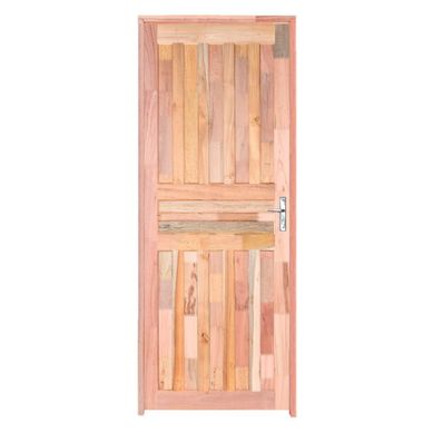 Porta Montada de Giro Madeira Macica Eucalipto Natural Esquerda 213x74,5x12cm Americana