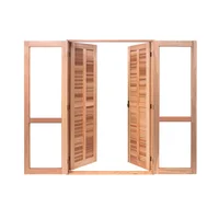 Porta Veneziana Madeira Eucalipto Natural 4 Folhas Central 213x140x12cm Gold