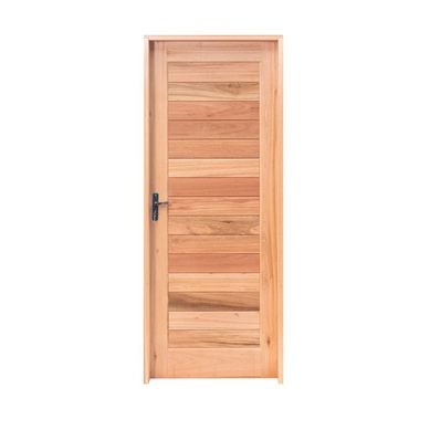 Porta Montada de Giro Madeira Macica Eucalipto Natural Esquerda 213x84,5x12cm Ripada