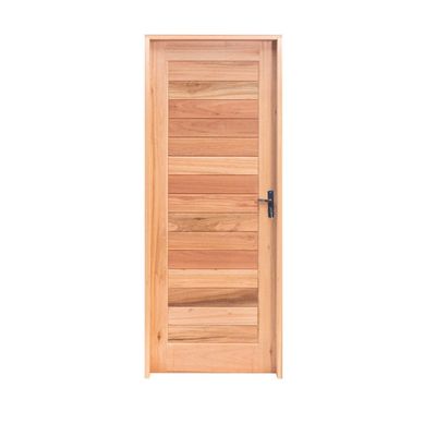Porta Montada de Giro Madeira Macica Eucalipto Natural Direito 213x74,5x12cm Ripada