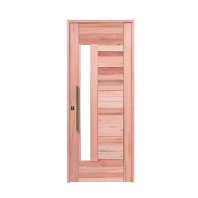 Porta Montada Pivotante Madeira Macica Eucalipto Natural Direita 214x97x14cm BBR-Visor