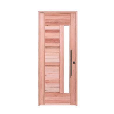 Porta Montada Pivotante Madeira Macica Eucalipto Natural Esquerda 214x97x14cm BBR-Visor