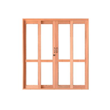 Porta de Correr Madeira Eucalipto Natural 4 Folhas Mveis 216x200x12cm Gold