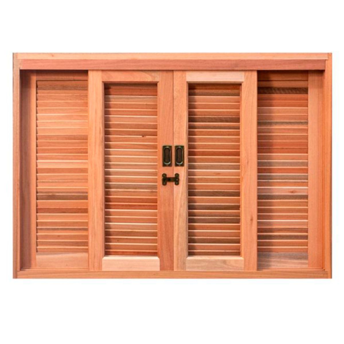 Janela Veneziana Madeira Eucalipto Natural 6 Folhas Central 100x120x12cm Gold, marca Esel - Foto Principal