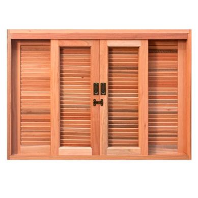 Janela Veneziana Madeira Eucalipto Natural 6 Folhas Central 100x200x12cm Gold