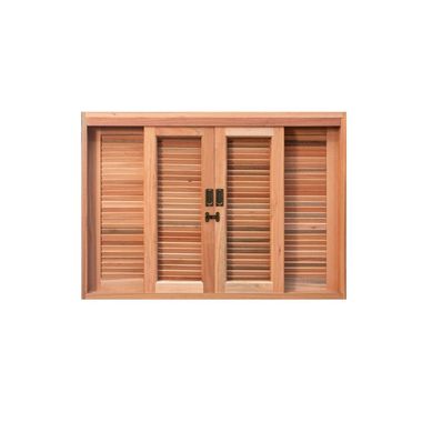 Janela Veneziana Madeira Eucalipto Natural 6 Folhas Central 100x140x12cm Gold