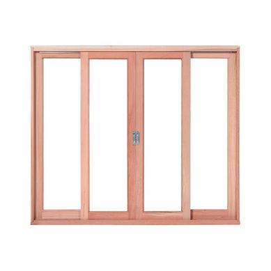 Janela de Correr Madeira Eucalipto Natural 4 Folhas Central 120X120X12cm Pop