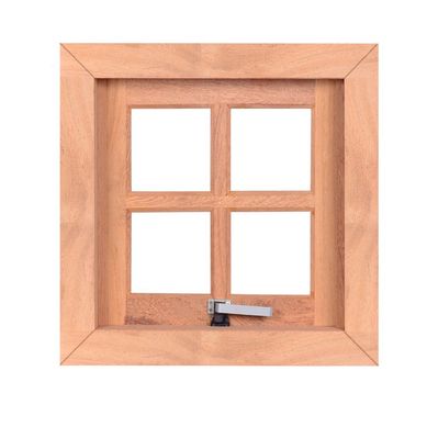 Janela Maxim-ar Quadriculada Madeira Eucalipto Natural 1 Folhas Central 80x60x12cm Gold