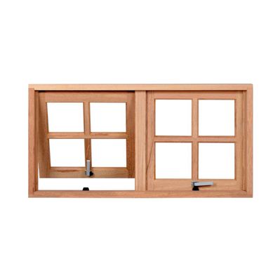 Janela Maxim-ar Quadriculada Madeira Eucalipto Natural 2 Folhas Central 80x118x12cm Gold