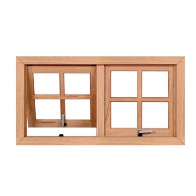 Janela Maxim-ar Quadriculada Madeira Eucalipto Natural 2 Folhas Central 60x138x12cm Gold