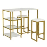 Conjunto de Bar 3 Peças Branco Homy