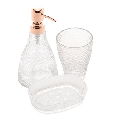 Conjunto 3 peas  para Banheiro de Vidro Elegant Ros Dourado