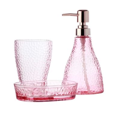 Conjunto 3 Peas para Banheiro de Vidro Elegant Rosa