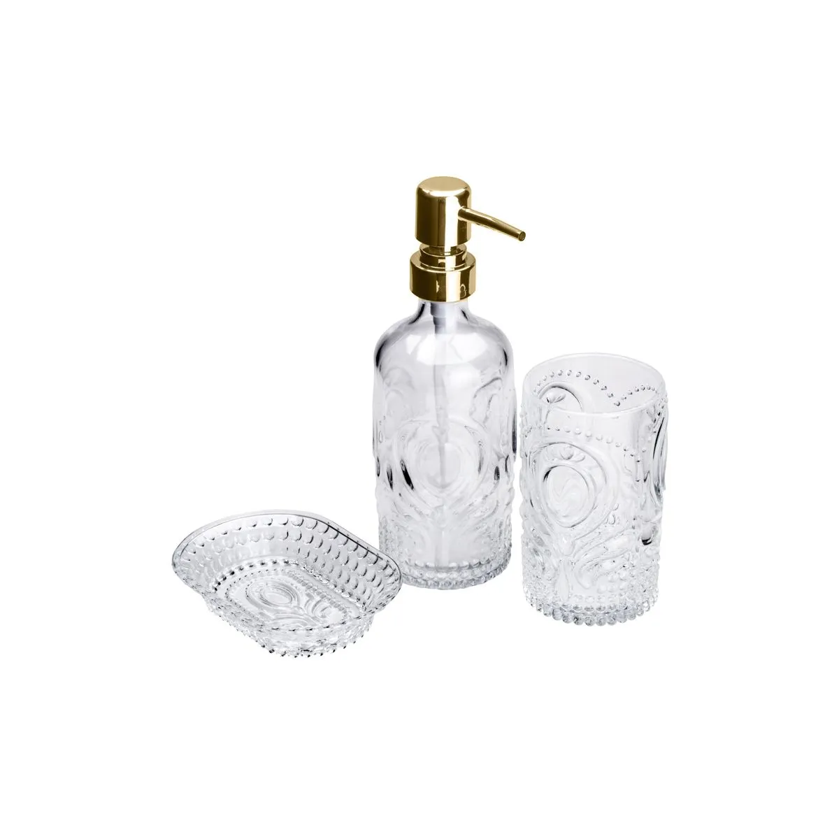 Kit de Acessórios para Bancada 3 peças em Vidro transparente, marca Lyor - Foto Principal