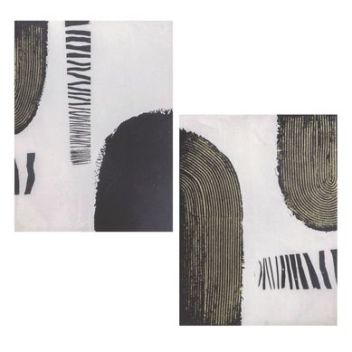 Kit 1 Quadro Decorativo Canvas Abstrato Black1 + 1 Quadro Decorativo Canvas Abstrato Black2