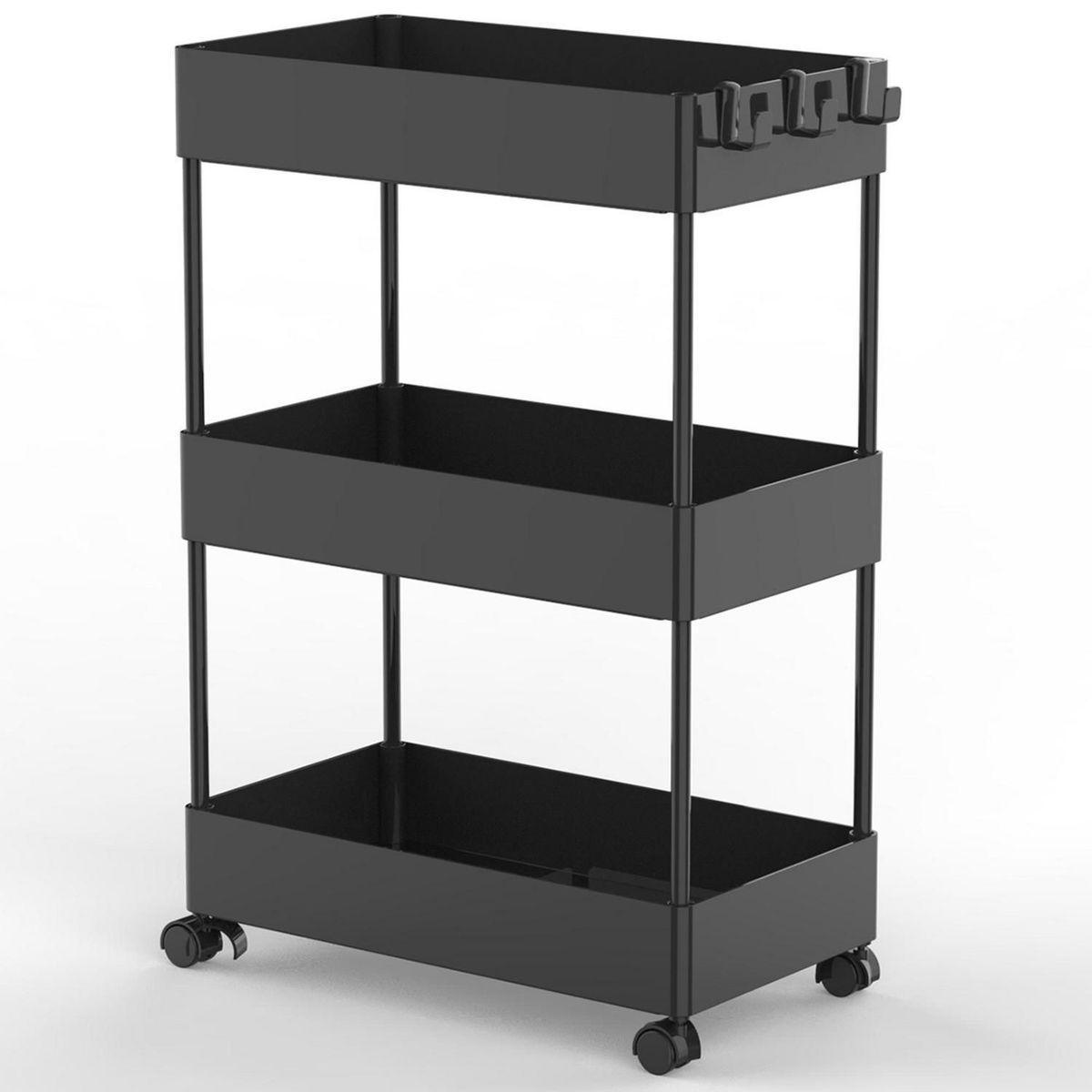 Estante Multiuso com Rodas 3 Níveis Preto Just Home Collection, marca Just Home Collection - Foto Principal