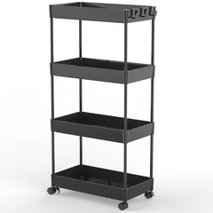 Estante Multiuso com Rodas 4 Níveis Preto Just Home Collection