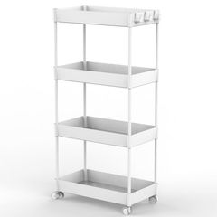 Estante Multiuso com Rodas 4 Níveis Branco Just Home Collection