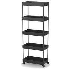 Estante Multiuso com Rodas 5 Níveis Preto Just Home Collection