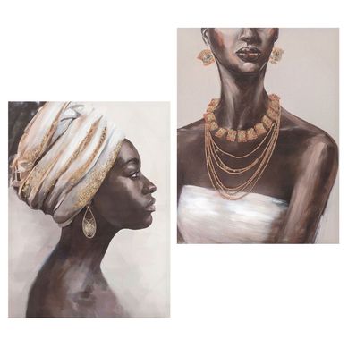 Kit 1 Quadro Decorativo Canvas Africana Pao + 1 Quadro Decorativo Canvas Africana Neck

