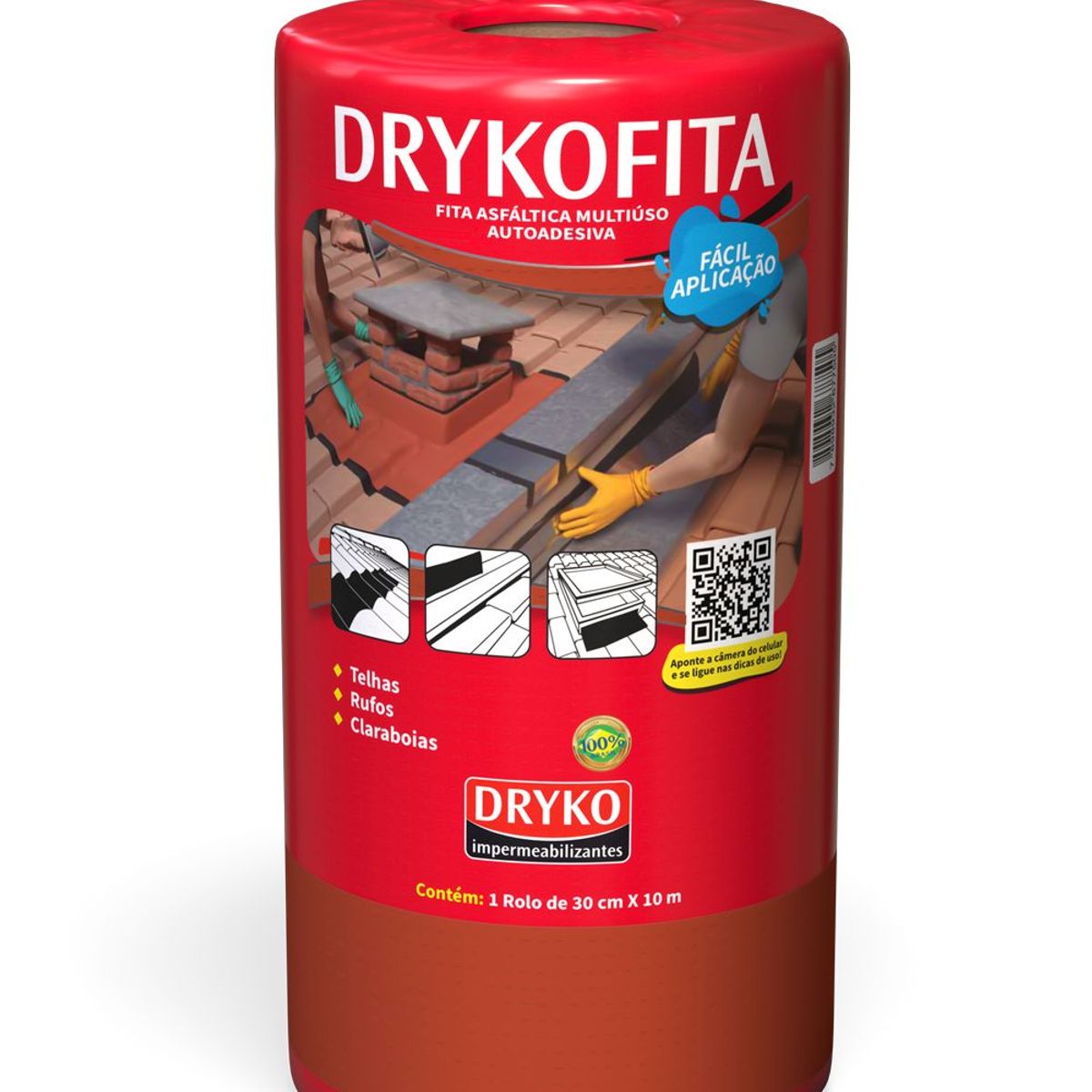 Fita Asfáltica Terracota Multiuso Autoadesiva Drykofita 30cmx10m Dryko, marca Dryko - Foto Principal